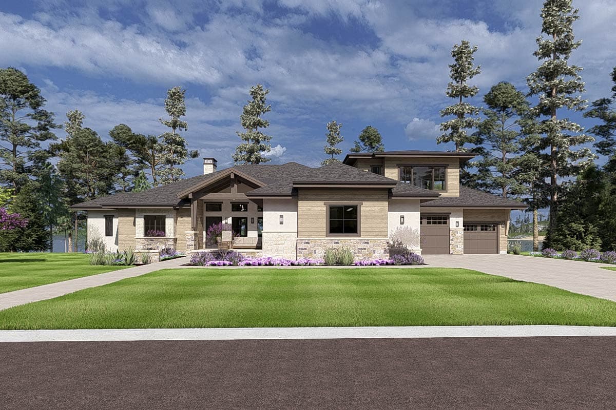 Plan 64529SC: Modern Ranch with Second-Story Gym for the Rear-View Lot - Image #48 - Craftsman, Mountain, New American, Prairie, Ranch, Shingle