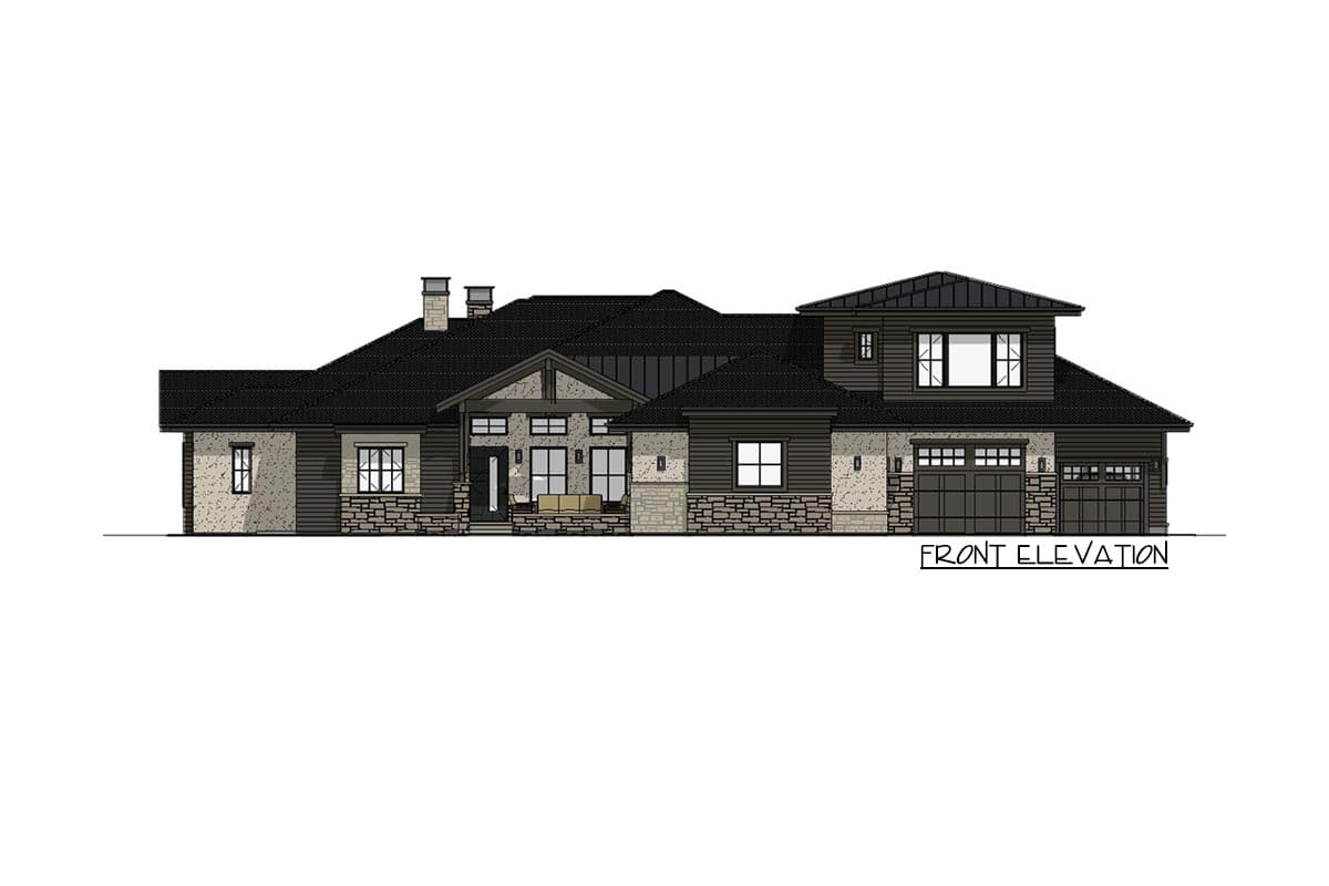 Plan 64529SC: Modern Ranch with Second-Story Gym for the Rear-View Lot - Image #45 - Craftsman, Mountain, New American, Prairie, Ranch, Shingle
