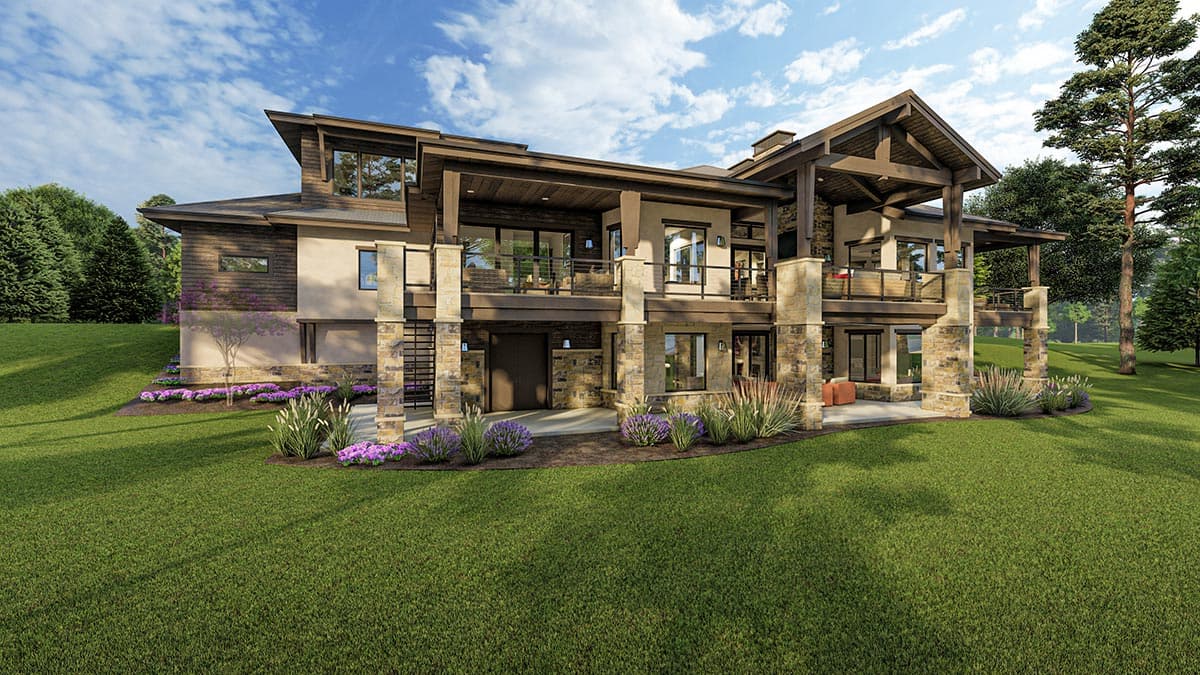 Plan 64529SC: Modern Ranch with Second-Story Gym for the Rear-View Lot - Image #5 - Craftsman, Mountain, New American, Prairie, Ranch, Shingle