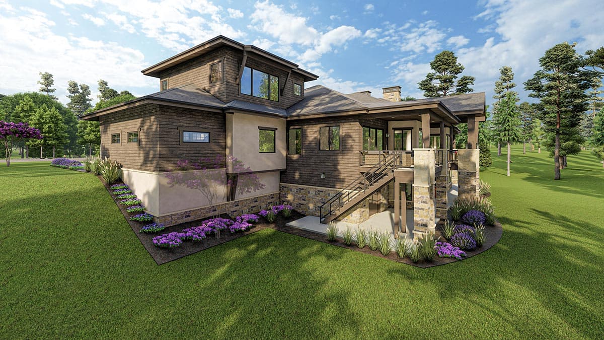 Plan 64529SC: Modern Ranch with Second-Story Gym for the Rear-View Lot - Image #6 - Craftsman, Mountain, New American, Prairie, Ranch, Shingle