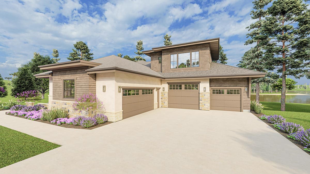 Plan 64529SC: Modern Ranch with Second-Story Gym for the Rear-View Lot - Image #8 - Craftsman, Mountain, New American, Prairie, Ranch, Shingle