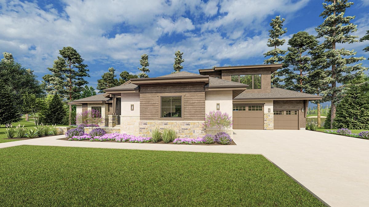 Plan 64529SC: Modern Ranch with Second-Story Gym for the Rear-View Lot - Image #9 - Craftsman, Mountain, New American, Prairie, Ranch, Shingle