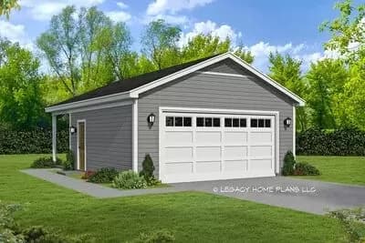 Detached Garage with Rear Porch