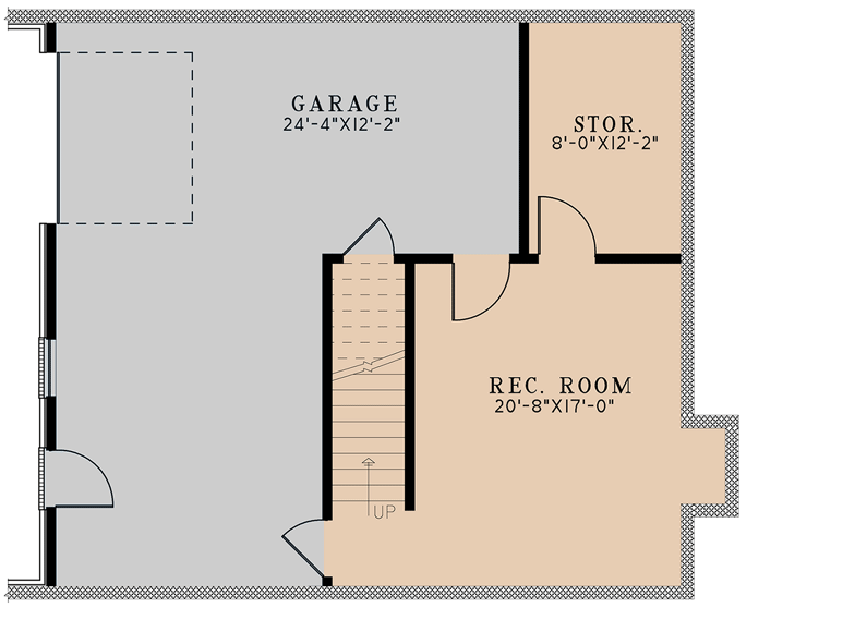 Plan 70785MK: 3 Bed Rustic Cabin with Drive-Under Garage - 2221 Sq Ft - Floor Plan - Lower Level - Cabin, Cottage, Country, Mountain, Rustic, Traditional, Vacation