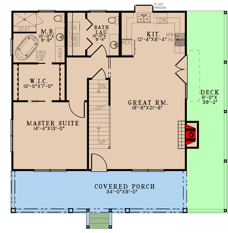 Plan 70785MK: 3 Bed Rustic Cabin with Drive-Under Garage - 2221 Sq Ft - Floor Plan - Main Level - Cabin, Cottage, Country, Mountain, Rustic, Traditional, Vacation