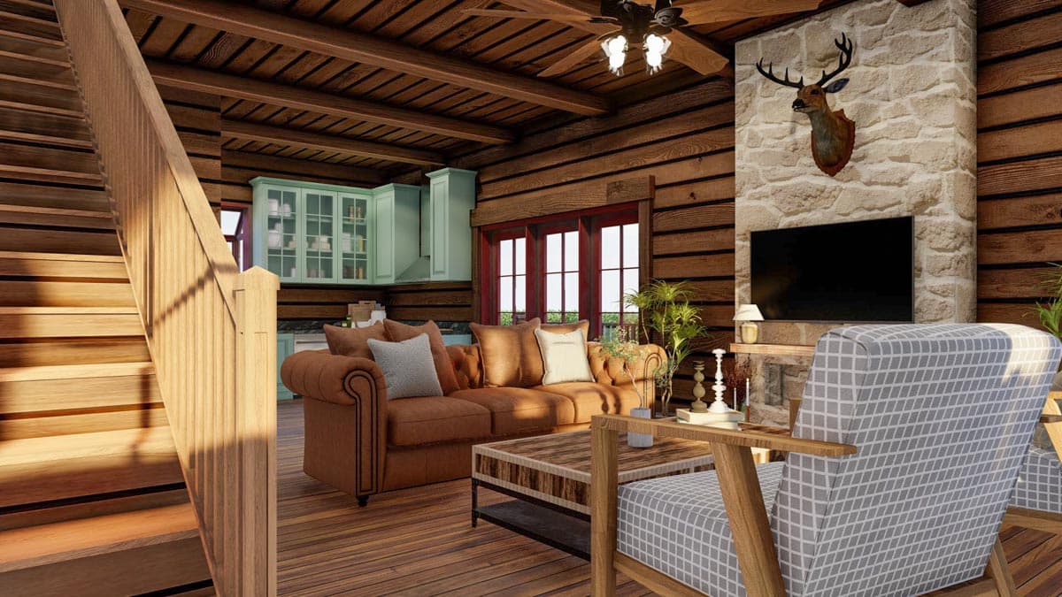 Plan 70785MK: 3 Bed Rustic Cabin with Drive-Under Garage - 2221 Sq Ft - Image #10 - Cabin, Cottage, Country, Mountain, Rustic, Traditional, Vacation