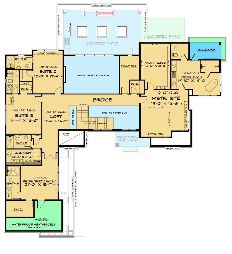 Plan 666178RAF: Spacious Contemporary Northwest House Plan with Home Office and Guest Suite - Floor Plan - 2nd Floor - Contemporary, Modern, Northwest, Prairie