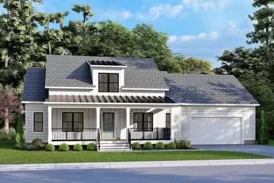 2100 Sq Ft Modern Farmhouse Plan with Front-Facing Garage