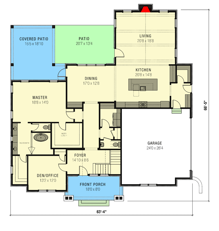 Plan 50214PH: 2-Story Modern Tudor House Plan with Main-level Master Bedroom - Floor Plan - Main Level - Country, European, Transitional, Tudor