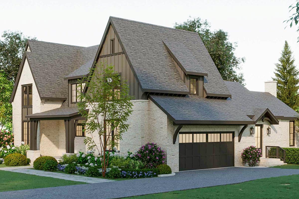 Plan 50214PH: 2-Story Modern Tudor House Plan with Main-level Master Bedroom - Image #6 - Country, European, Transitional, Tudor