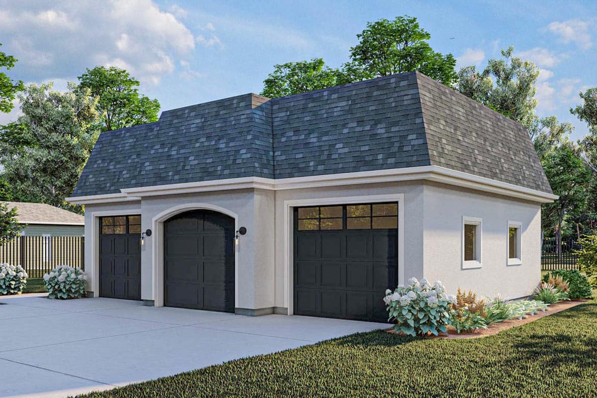 Plan 623120DJ: French Country Style 3-Car Garage Plan with Mansard Roof - Image #4 - European, French Country