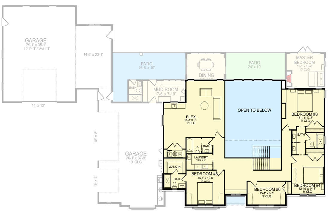 Plan 580000DFT: Modern European-Style Estate with Study and First-floor Master Bedroom - 5416 Sq Ft - Floor Plan - 2nd Floor - Country, European, French Country, Southern, Traditional