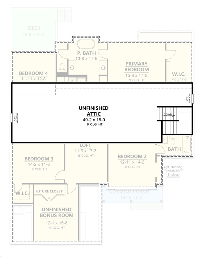Plan 260020RVC: 2-Story Transitional Craftsman Plan with 3rd-Floor Unfinished Attic - Floor Plan - Attic - Craftsman, New American, Traditional, Transitional