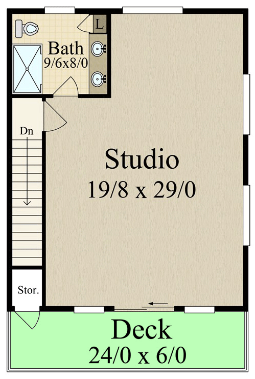 Plan 85367MS: Modern Detached Garage with Studio - Floor Plan - 2nd Floor - Carriage, Modern, Northwest