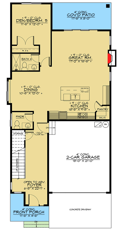 Plan 666181RAF: 3-to-5 Bedroom Modern Craftsman House Plan Under 2750 Square Feet - Floor Plan - Main Level - Contemporary, Craftsman, New American, Transitional