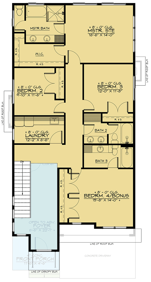 Plan 666181RAF: 3-to-5 Bedroom Modern Craftsman House Plan Under 2750 Square Feet - Floor Plan - 2nd Floor - Contemporary, Craftsman, New American, Transitional