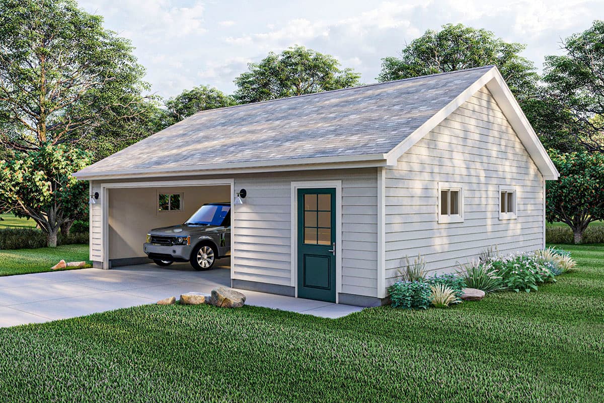 Plan 623124DJ: 780 Square Foot Detached Garage with Single 16-foot by 7-foot Overhead Door - Image #4 - Traditional