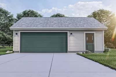 780 Square Foot Detached Garage with Single 16-foot by 7-foot Overhead Door