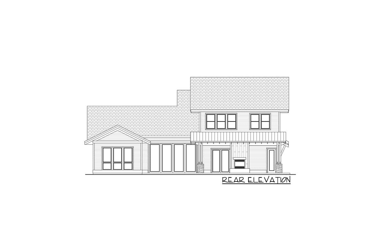Plan 580005DFT: New American 2-Story House Plan with Office and Large Back Patio - Image #4 - Country, Farmhouse, Modern Farmhouse, New American, Rustic, Traditional