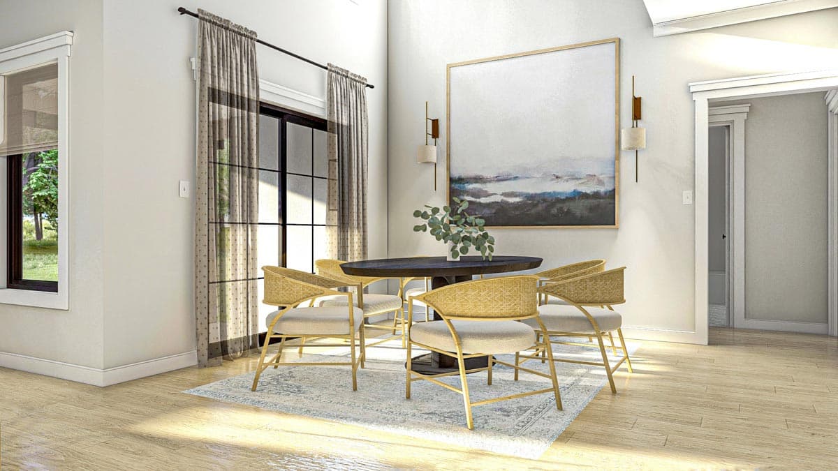 Plan 623126DJ: 2000 Sq Ft Modern Cottage-Style House Plan with Courtyard and Covered Porch - Image #6 - Cottage, European, French Country, Transitional