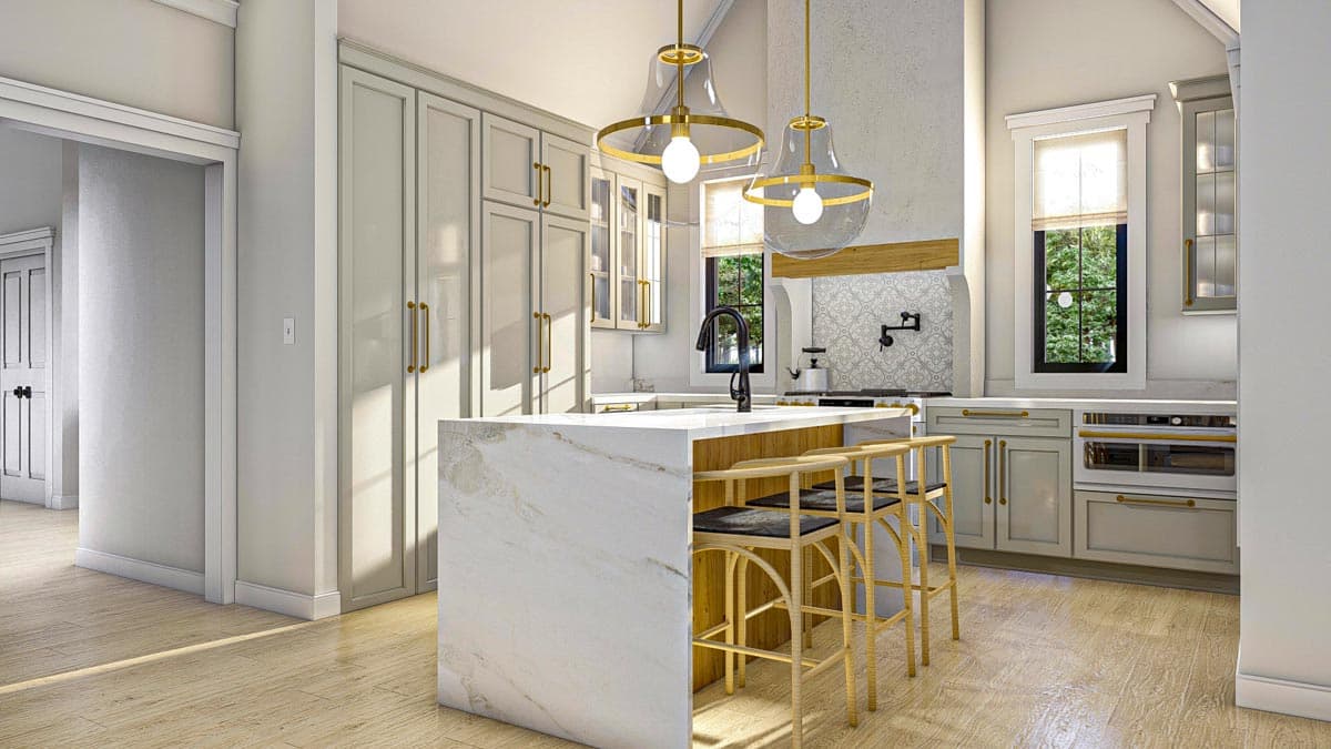 Plan 623126DJ: 2000 Sq Ft Modern Cottage-Style House Plan with Courtyard and Covered Porch - Image #7 - Cottage, European, French Country, Transitional