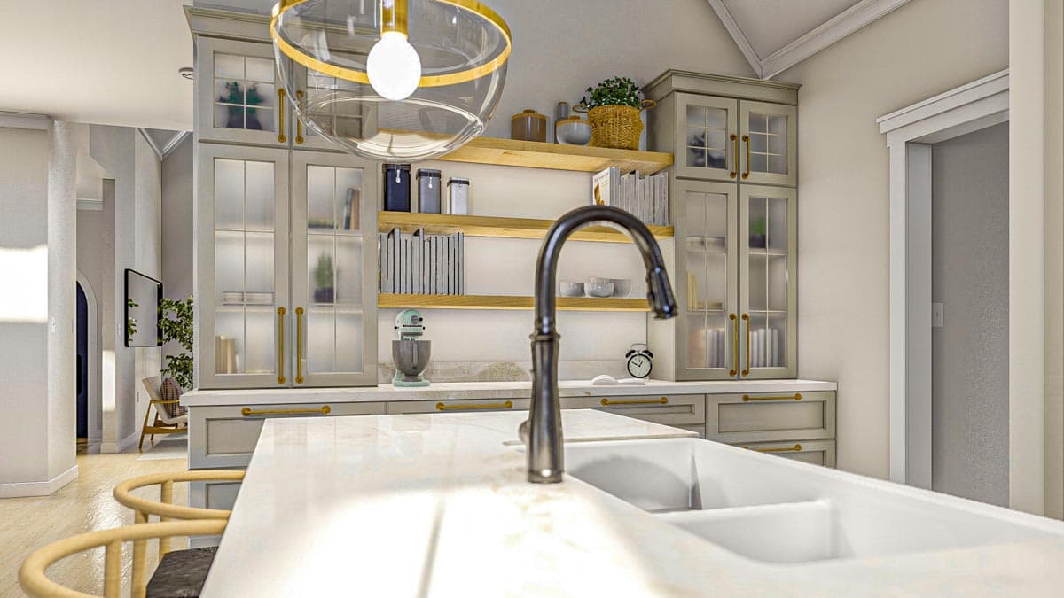 Plan 623126DJ: 2000 Sq Ft Modern Cottage-Style House Plan with Courtyard and Covered Porch - Image #8 - Cottage, European, French Country, Transitional