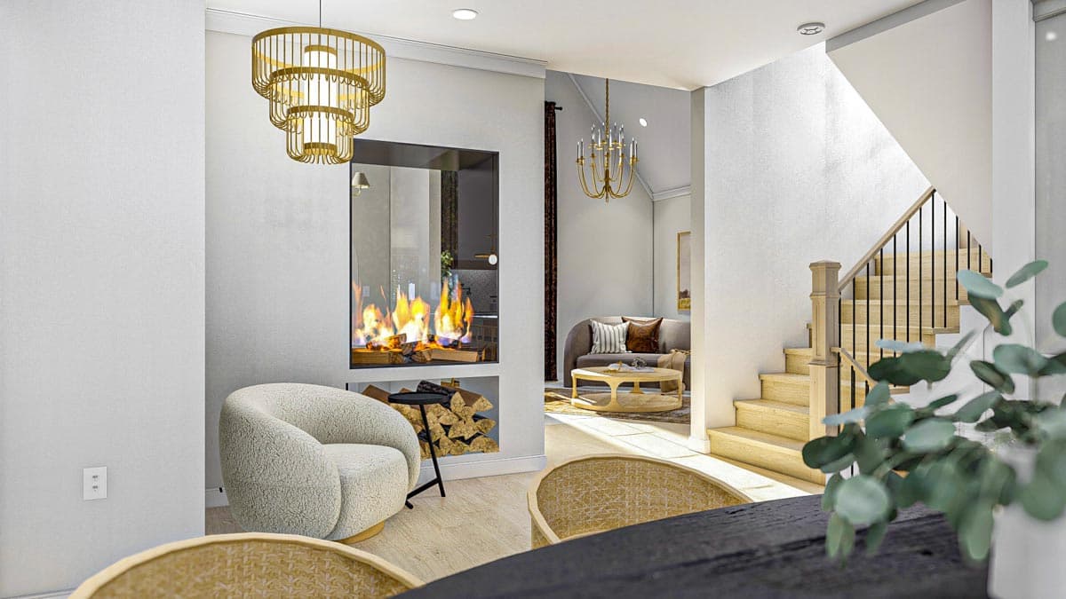 Plan 623126DJ: 2000 Sq Ft Modern Cottage-Style House Plan with Courtyard and Covered Porch - Image #9 - Cottage, European, French Country, Transitional