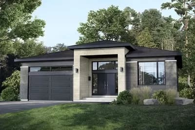 Contemporary Prairie Ranch Home Plan Under 1700 Sq Ft with 2 Beds