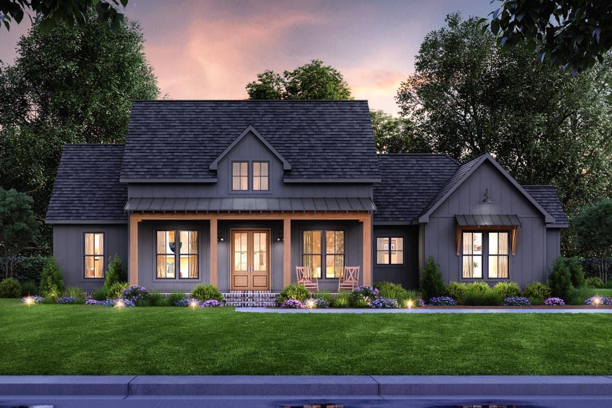 Plan 56526SM: 4-Bed Modern Farmhouse Plan with Split Bedroom Floor Plan - Image #4 - Cottage, Country, Craftsman, Farmhouse, Modern Farmhouse, New American, Traditional