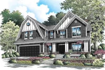 Two-story Craftsman Home Plan with Upstairs Master with Private Porch