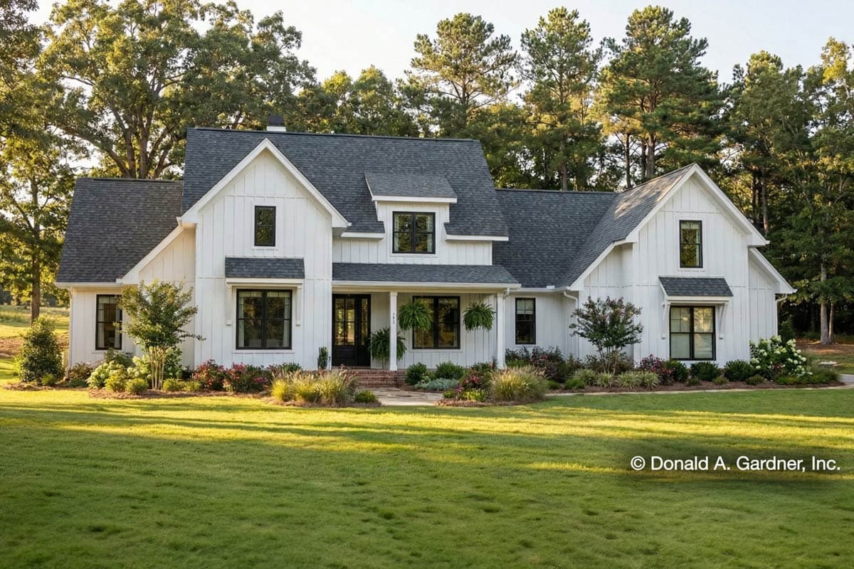 Plan 444352GDN: 2300 Sq Ft Modern Farmhouse with Home Office Option and Bonus Expansion - Image #1 - Country, Farmhouse, Modern Farmhouse, New American, Traditional