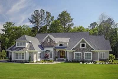 3200 Square Foot One-Story Craftsman House Plan Designed for Rear Views