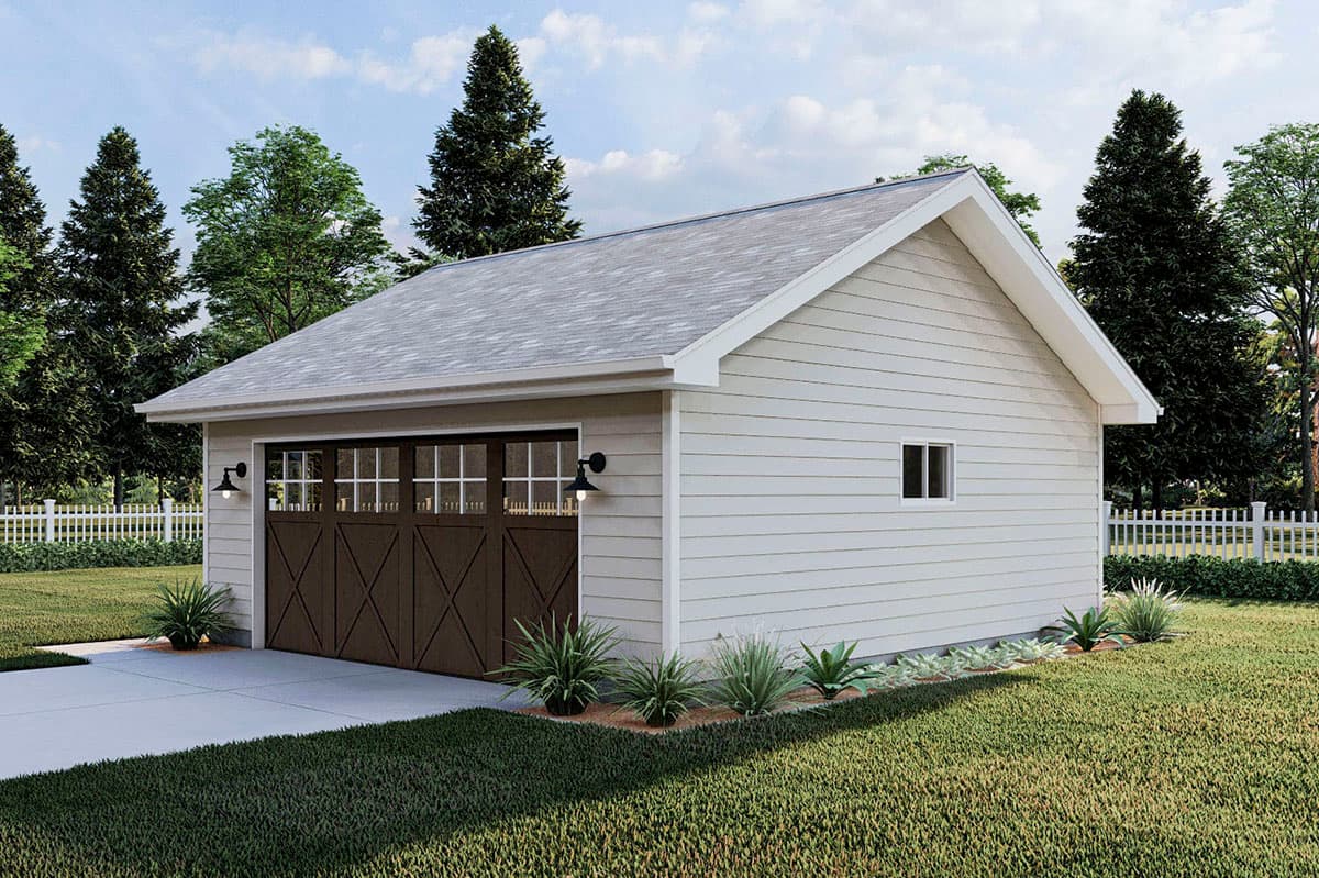 Plan 623130DJ: Detached 2-Car Garage with 16' Wide Door  - Image #4 - Country, Modern Farmhouse, Traditional
