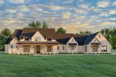 Exclusive Hill Country House Plan with Study and Large Covered Porch - 3680 Sq Ft