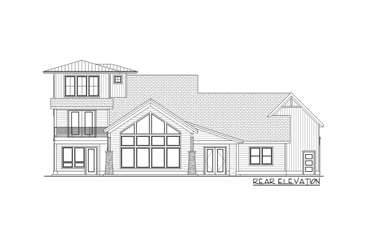 Plan 580013DFT: 4-Bed New American Home Plan with 3rd Floor Eagles Nest - Image #4 - Country, Craftsman, Mountain, New American, Rustic, Traditional
