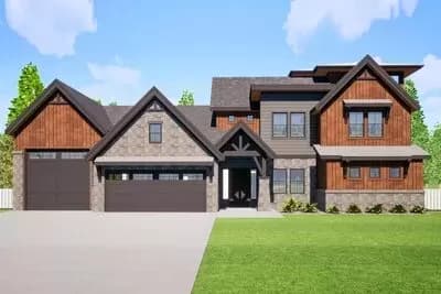 4-Bed New American Home Plan with 3rd Floor Eagles Nest