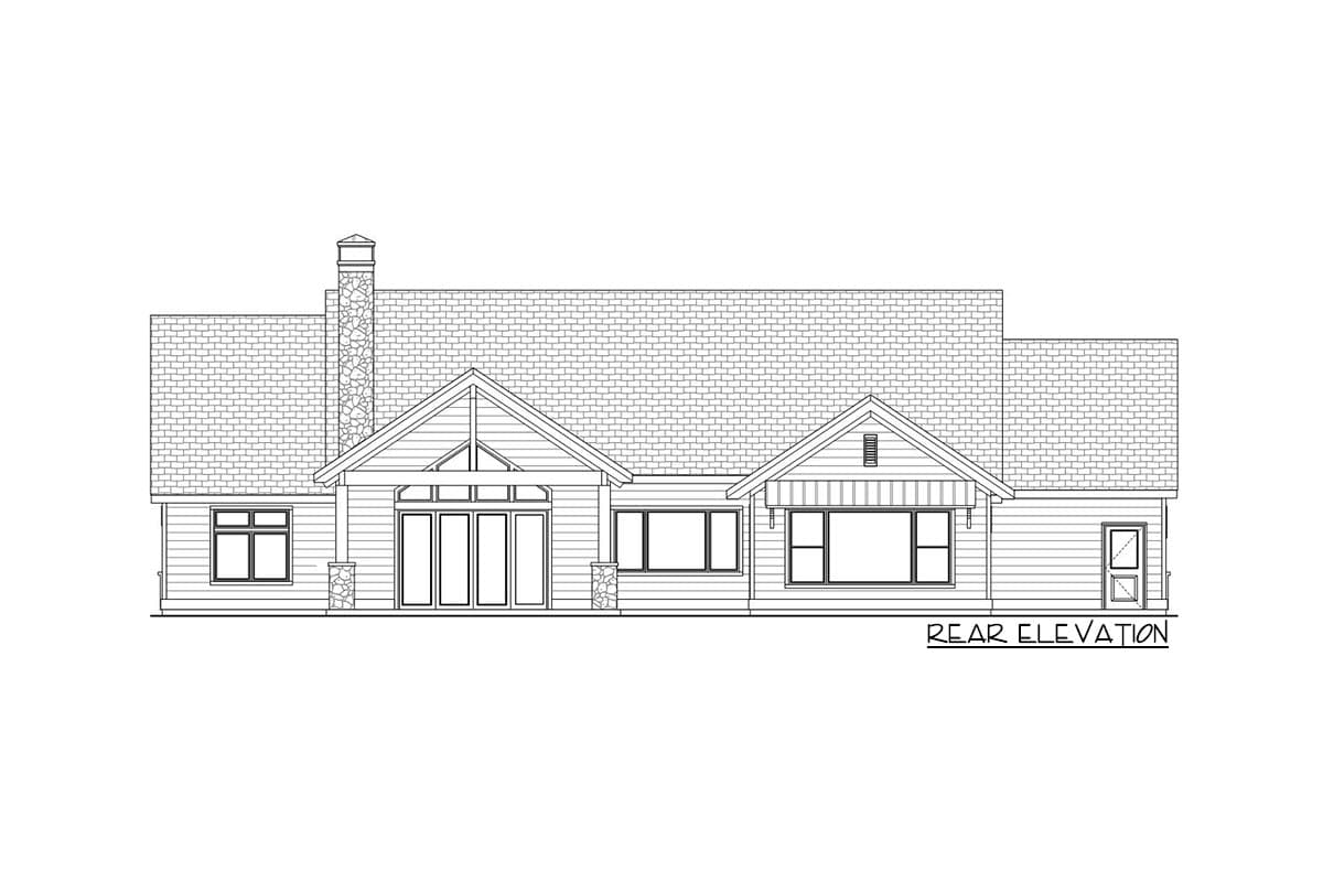 Plan 580016DFT: One-level Rustic Farmhouse with Office and Media Room - Image #4 - Country, Craftsman, Farmhouse, Modern Farmhouse, Ranch