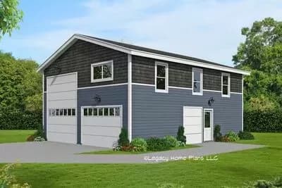 RV Garage Apartment Plan with Lift-friendly Boat Bay - 680 Sq Ft