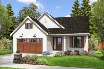 1446 Square Foot Home Plan with Home Office Flex Room