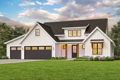 4-Bed New American House Plan with Vaulted Great Room