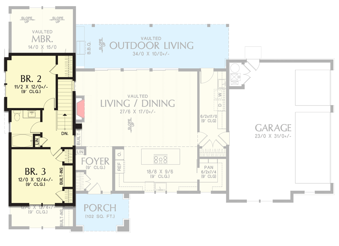 Plan 69228AM: 2200 Square Foot 4 Bed House Plan with Industrial Design Aesthetic - Floor Plan - 2nd Floor - Contemporary, Mid Century Modern, Modern, Northwest, Ranch