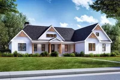 Modern Farmhouse Ranch with Vaulted Interior with Optional Basement In-Law Suite - 2495 Sq Ft