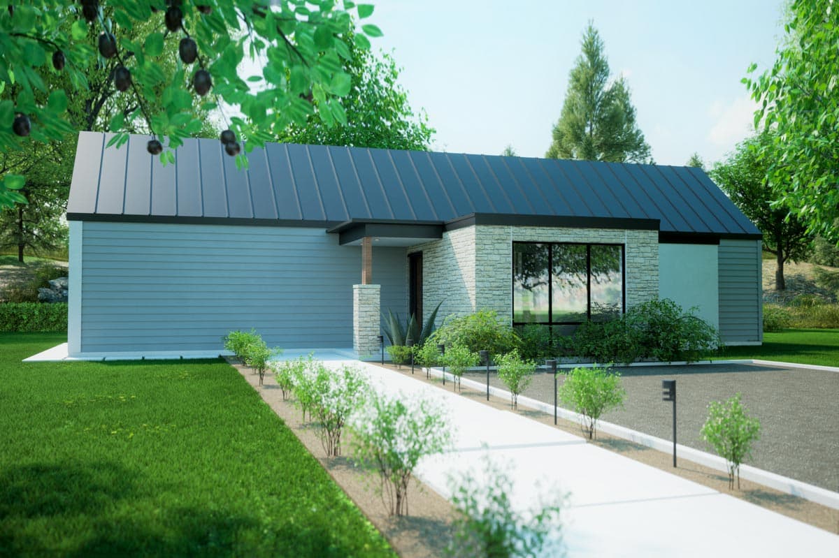 Plan 420053WNT: 1417 Square Foot Contemporary House Plan with Home Office - Image #4 - Contemporary, Cottage, Country, Craftsman