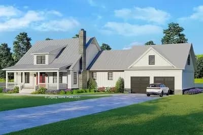 2-Story Farmhouse Plan with Stacked Rear Deck