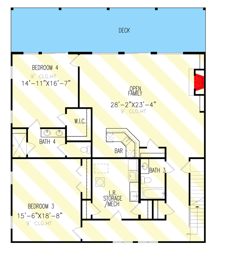 Plan 25779GE: Hillside Home Plan with Large Outdoor Spaces in Back - 1890 Sq Ft - Floor Plan - Lower Level - Contemporary, Craftsman, Mountain, New American, Northwest, Rustic, Vacation