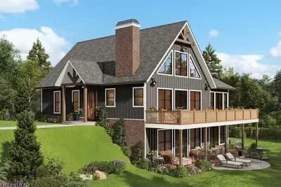 Hillside Home Plan with Large Outdoor Spaces in Back - 1890 Sq Ft
