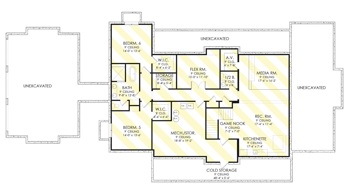 Plan 490051NAH: Two-story Colonial House Plan with Master On Main and 2-Story Great Room - Floor Plan - Optionally Finished Lower Level - Basement Foundation - Country, Southern, Southern Traditional, Traditional