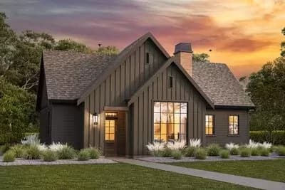 2-Bedroom Traditional Cottage House Plan with Vaulted Living Space - 967 Sq Ft