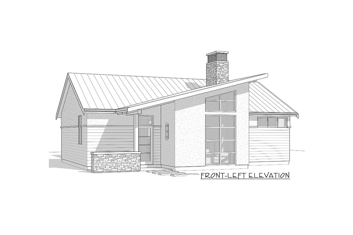 Plan 270062AF: 2-Bed Contemporary Cottage with Open Patio - 967 Sq Ft - Image #4 - Contemporary, Cottage, Mid Century Modern, Modern, Northwest