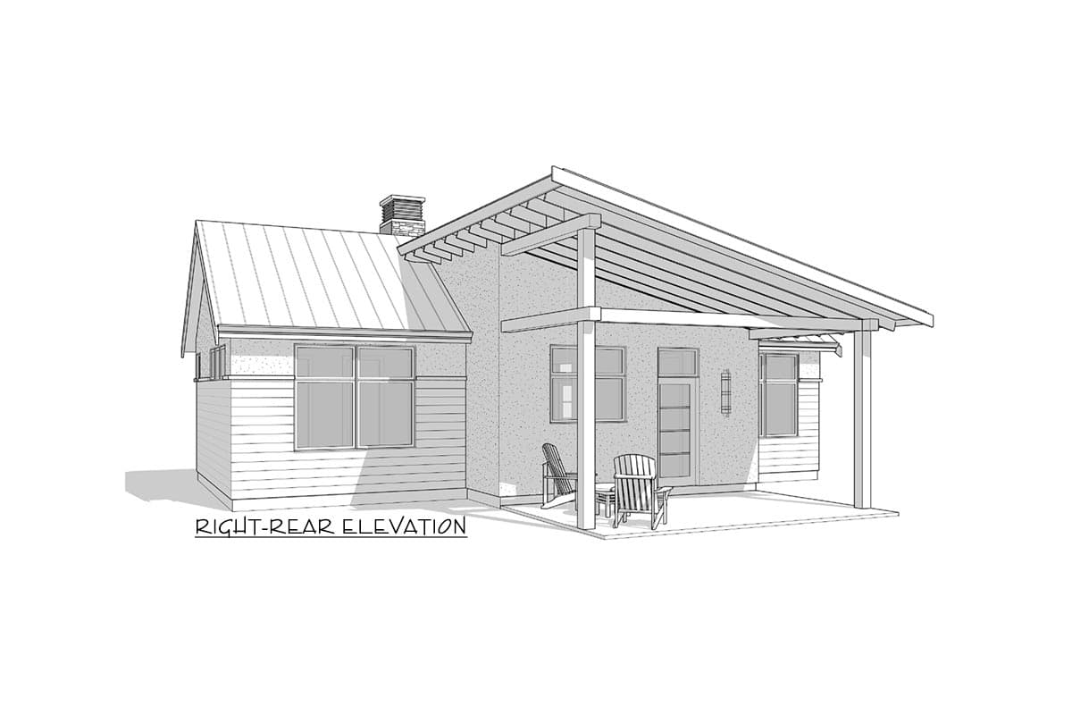 Plan 270062AF: 2-Bed Contemporary Cottage with Open Patio - 967 Sq Ft - Image #7 - Contemporary, Cottage, Mid Century Modern, Modern, Northwest